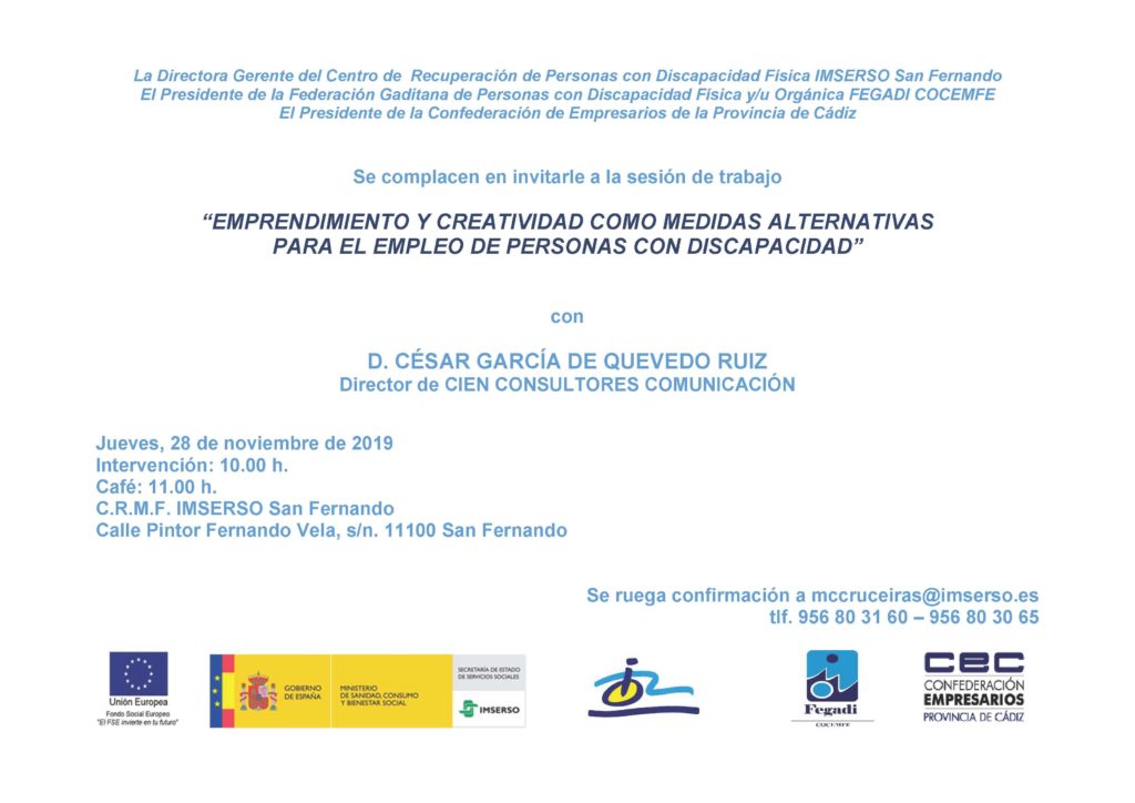 INVITIACIÓN DESAYUNO DE TRABAJO EMPRENDIMIENTO Y CREATIVIDAD 2019