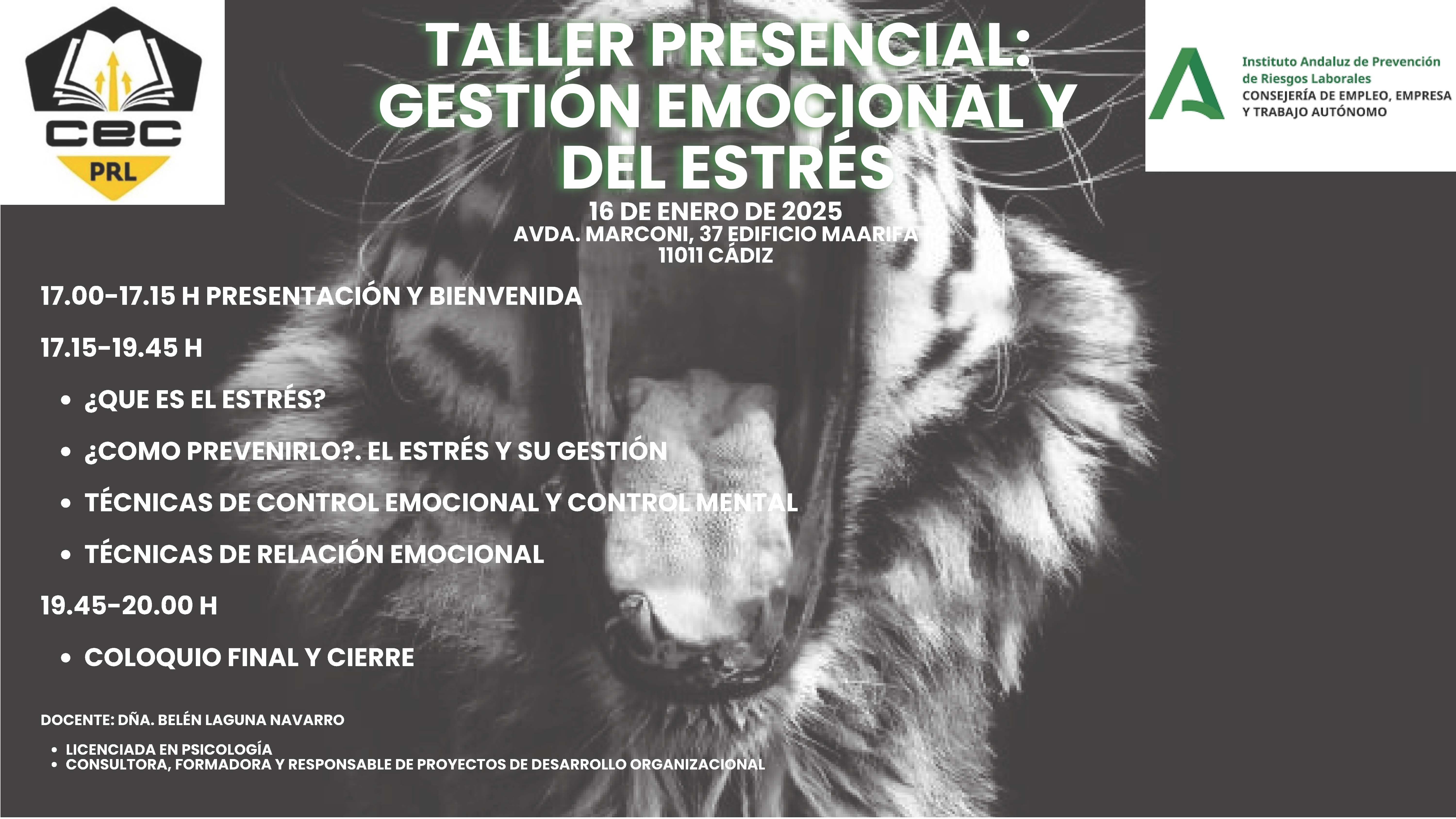 TALLER PRESENCIAL GESTIÓN EMOCIONAL Y DEL ESTRES, DIRECCIÓN